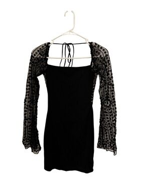 Black Sheer-Sleeve Bodycon Dress